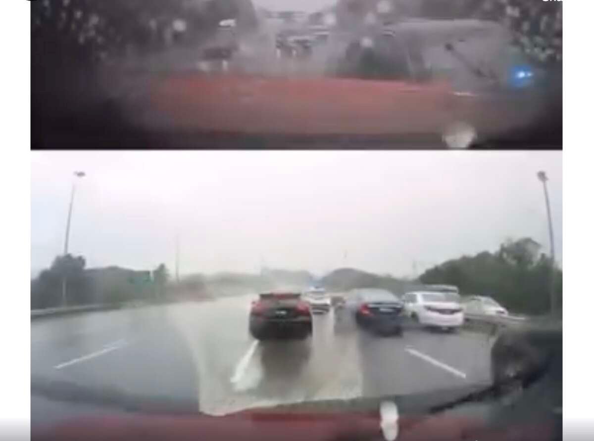Kereta pengiring VIP langgar kereta awam dalam hujan Kereta pengiring VIP langgar kereta awam dalam hujan