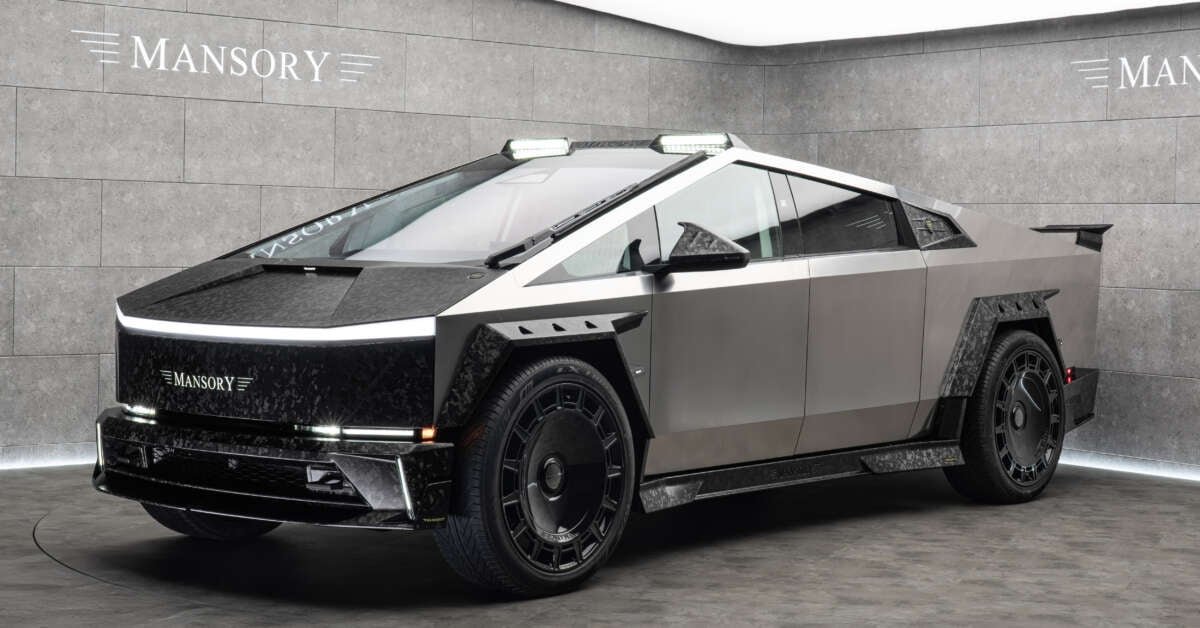 Tesla Cybertruck يحصل على استطالة Mansory-البيكورات EV مع الكثير من ألياف الكربون وعجلات 26 بوصة Tesla Cybertruck يحصل على استطالة Mansory-البيكورات EV مع الكثير من ألياف الكربون وعجلات 26 بوصة