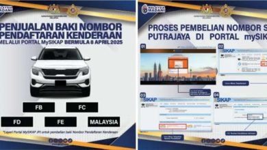 JPJ Jual Baki Nombor Pendaftaran FB ، FC ، FD ، Fe Dan Malaysia Di Laman Web Mysikap Bermula 8 Februari