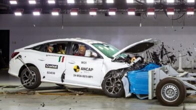 قام MG5 الآن بتصنيف ثلاث نجوم من قبل ANCAP – حزام الأمان قبل الشدل ، وتذكيرات حزام الأمان ، و AEB ، و LANE.
